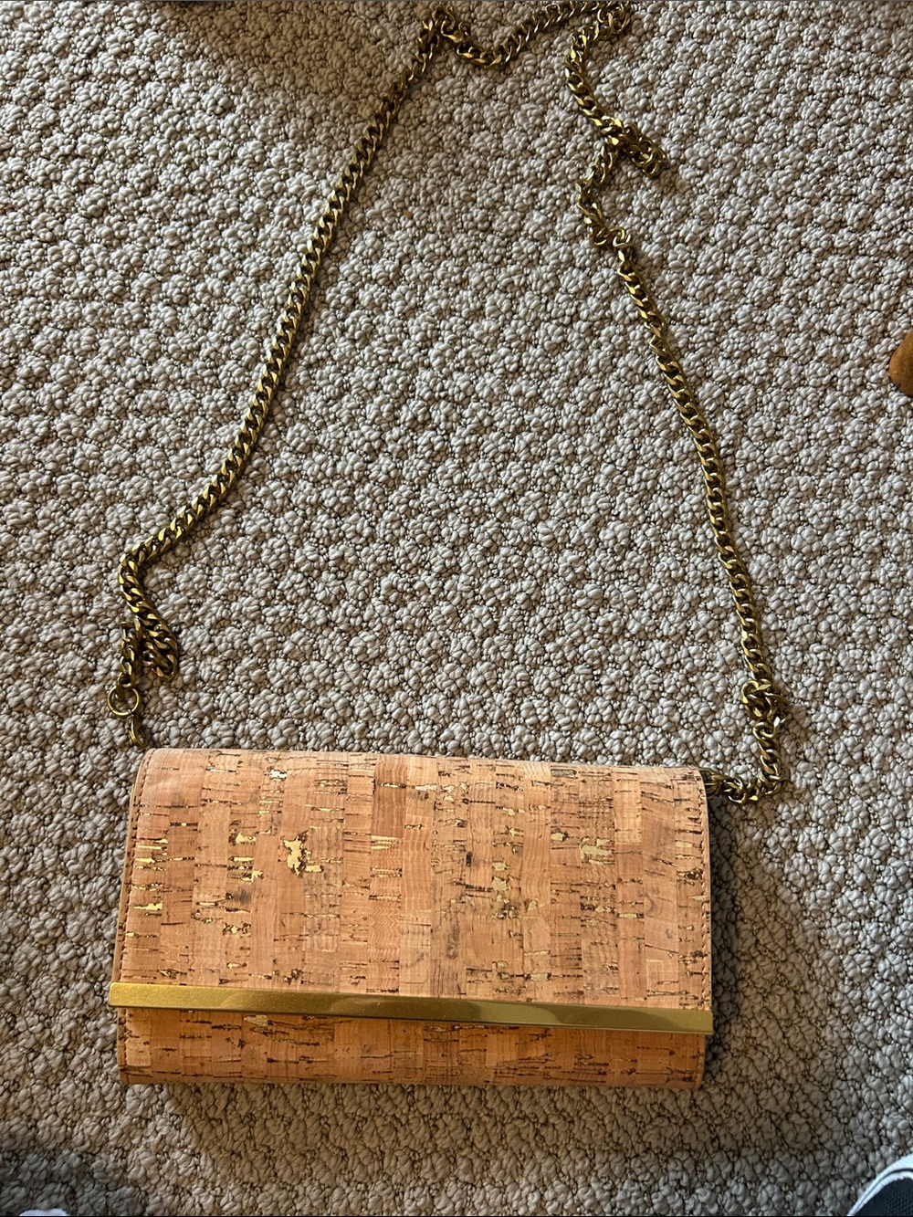 J. Crew Peach Cork Crossbody with Gold Chain